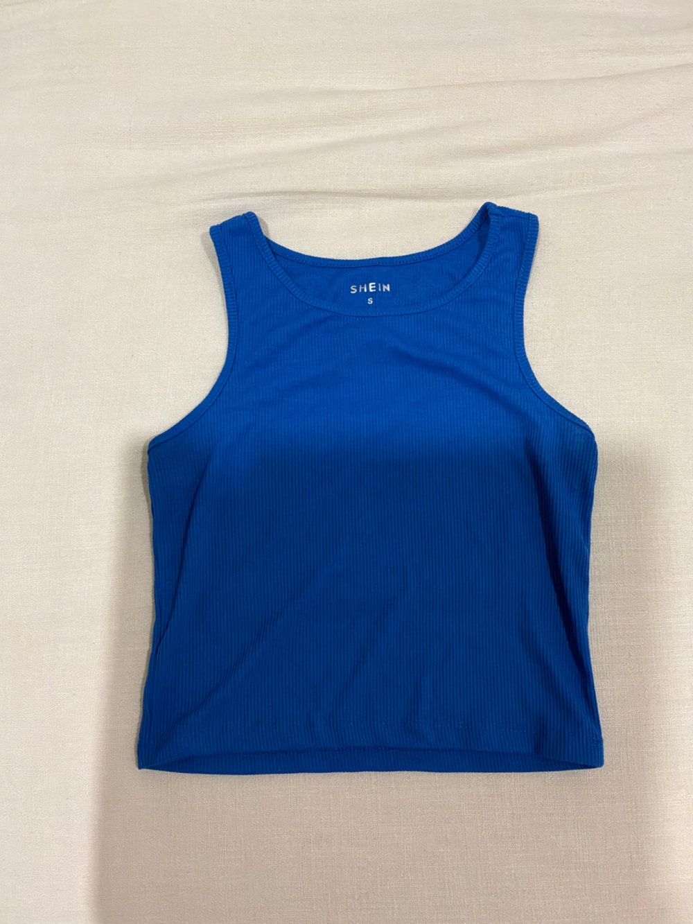 SHEIN Royal Blue Ribbed Tank Crop Top